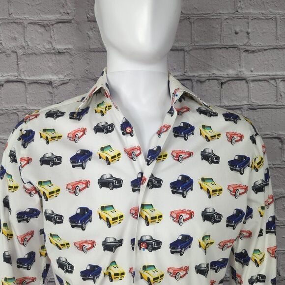 Coton Doux Classic Cars Long Sleeve Shirt, Mens 38x15 - Picture 1 of 9